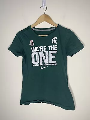 Nike Michigan State Spartans MSU T Shirt Womens M Green 2014 Rose Bowl Champions • $12.95