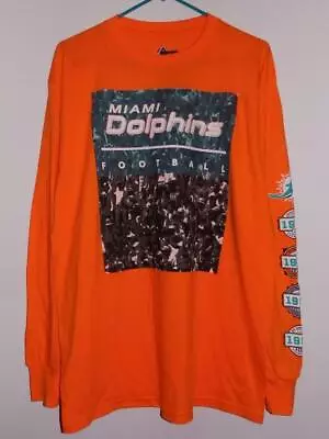 Miami Dolphins T Shirt Majestic Official History Long Sleeve NWT • $24.99