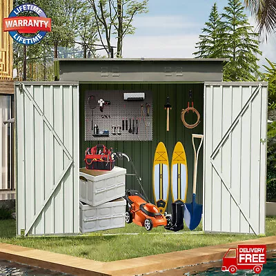 6 X4FT Garden Storage Metal Shed With Lockable Door Outdoor Bike Tool Room House • $168.74