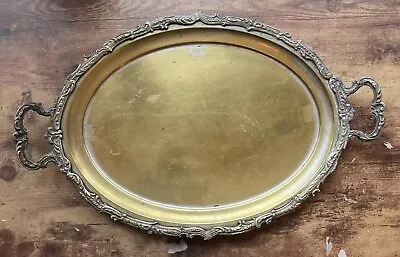 Silver Plated Platter Large Serving Tray Vintage Antique Decor 22x14 • $29.99
