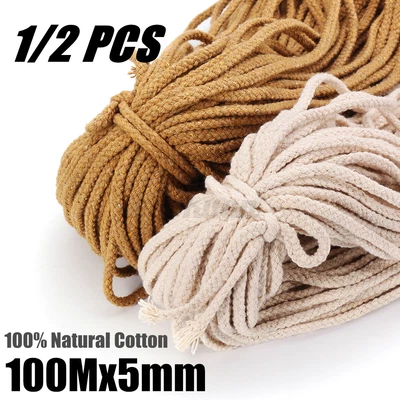 $11.21 • Buy 5mm Macrame Rope Natural Cotton Beige Twisted Cord Artisans Hand Craft  ❤ AU