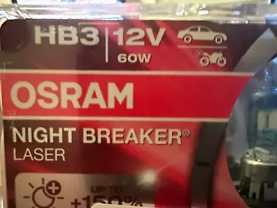 OSRAM Night Breaker Laser +150% HB3 Car Headlight Bulbs ( X 2 ) Open Box Tested • $23.99