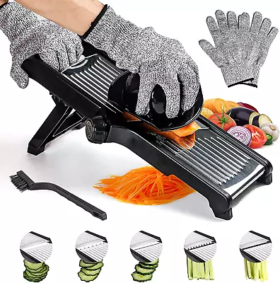 £25.50 • Buy Adjustable Mandoline Food Slicer 3 In 1 Mandolin Slicer Stainless Steel Black