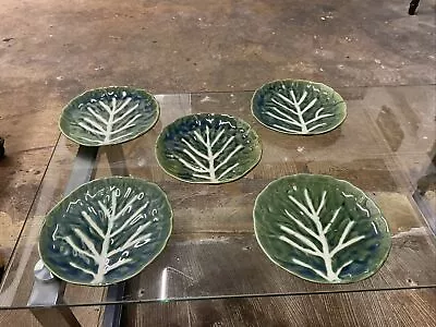 LOT OF 5 Cabbage Plates Made In Portugal 8.0” Ceramic Green • $22.99