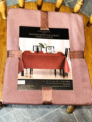 New 60  X 102  ENVOGUE HOME FABRIC TABLECLOTH OBLONG INDIA MAUVE METALLIC • $20.85