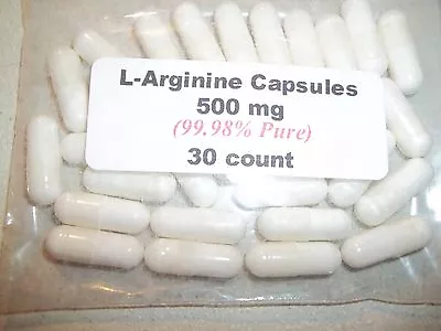 L Arginine Powder Capsules (99.98% Pure)   500 Mg  30 Count • $3.95