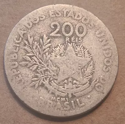 1901 Brazil 200 Reis Coin Brasil Brazilian • $1.49