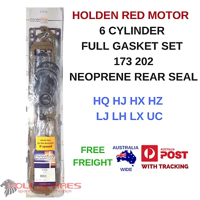 Holden 173 202 Red Motor Full Gasket Set Neoprene Rear Seal Hq Hj Hx Hz Lj Lh Lx • $129.50