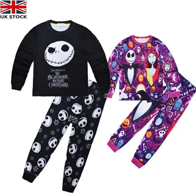 Kids Girls Boys Nightmare Before Christmas Pyjamas Nightwear Loungewear PJs Set • £10.99