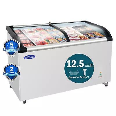 50'' Curved Glass Top Display Chest Freezer Commercial Ice Cream 12.5 Cu.ft • $999.99