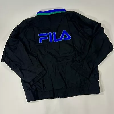 Vintage 90s FILA Men's Large Windbreaker Track Jacket Colorblock Retro Full Zip • $17.95