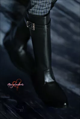 1/4MSD 1/3SD&Uncle ID BJD Shoes Solid Black PU Leather Doll Military Long Boots • $20.66