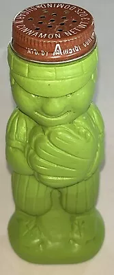 Vintage Domino Green Plastic Baseball Player Sugar N Cinnamon 3 Oz Amstar Shaker • $10.99