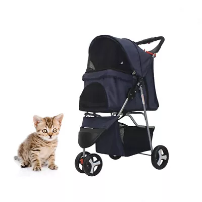 3/4-Wheel Pet Stroller Foldable Dog Stroller Cart Jogging Stroller W/Cup Holder • $55.99