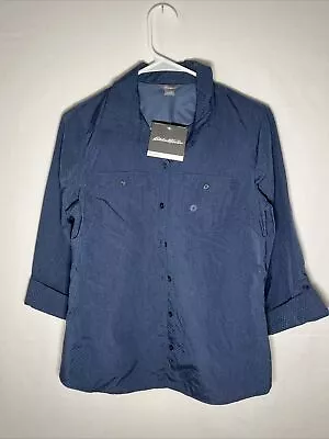Eddie Bauer Adventurer Shirt Womens Size M NEW Blue Button Down Long Sleeve • $17.99