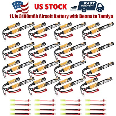 11.1V 3100mAh Airsoft Battery Lithium Ion Batteries With T-plug Deans To Tamiya • $27.45