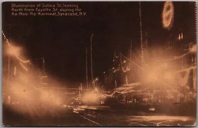 1908 Syracuse New York Postcard KA-NOO-NO KARNIVAL Salina Street Night Scene • $4