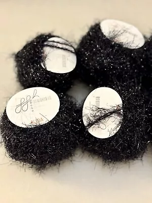 Muench GGH Alida Sparkly Eyelash Yarn Black 6 Balls Knitting Washable Color 201 • $14