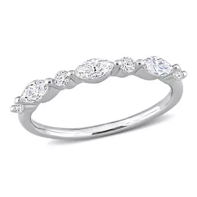 AMOUR 1/2 CT DEW Created Moissanite Semi-eternity Ring In Sterling Silver • $92.39