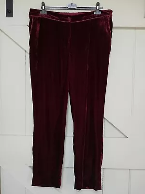 Beautiful Bnwot Burgundy Monsoon Velvet Trousers...size 18...next Day Postage • £9.99