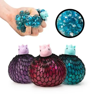 Unicorn Squishy Mesh Pet Stress Squeeze Ball Relief Kids Stocking Filler Gift • $15.31