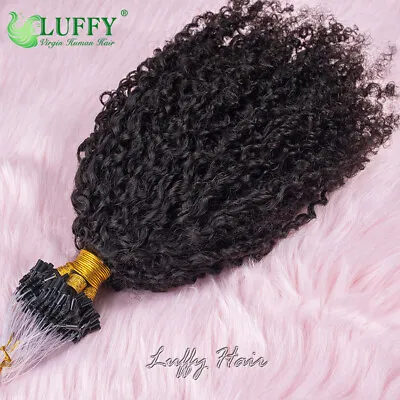 Spring Curly Micro Loop Ring Human Hair Extension Brazilian Remy Micro Link Hair • $30.82