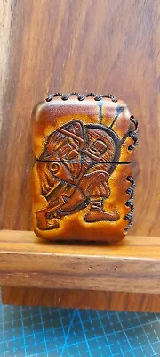 Zippo Custom Hand Made Leather Case Viking Warrior Shielded • £49