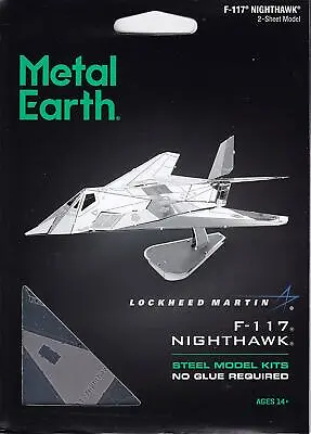 Fascinations Metal Earth Lockheed Martin F-117 Nighthawk Aircraft 3D Model Kit • $10.95