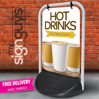 Hot Drinks Takeaway A Board Swinger 2 Pavement Sign Cafe Aboard Cafe • £105.99