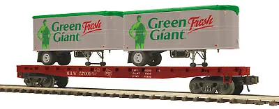 MTH Premier #57009 Milwaukee Road Green Giant Flat Car 20' Pup Trailers 20-95555 • $83