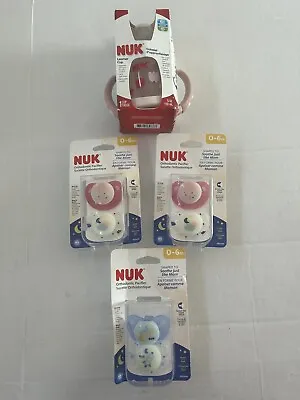 Nuk Large Lot Learner Cup Pacifiers 0-6 Months 6 Plus Months New 7 Items Baby • $29.99