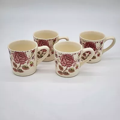 Johnson Brothers Rose Chintz Pink 8 Oz Mugs Set Of 4 Made In England • $35