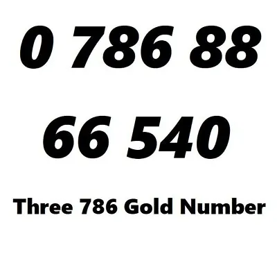 Three Number Gold Vip Mobile Sim Card 786 Easy Phone Platinum UK Business Golden • £37.82