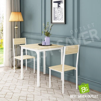 $149.75 • Buy 3PCS Dining Table And Chairs Set Steel Bar Stools Coffee Table Chair Oak White