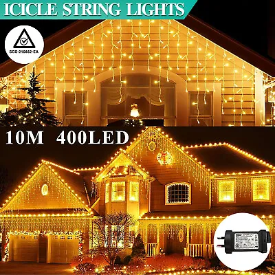 400LED Icicle Curtain Fairy Lights Wedding Indoor Outdoor Christmas Garden Party • $19.99