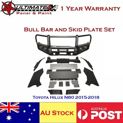 New 3 Loop Bull Bar And Skid Plate Set Suitable For Toyota Hilux N80 2015-2018 • $899.99