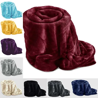 £20.99 • Buy Faux Fur Fleece Mink Blanket Soft Warm Large Sofa Bed Throw Double & King Size 