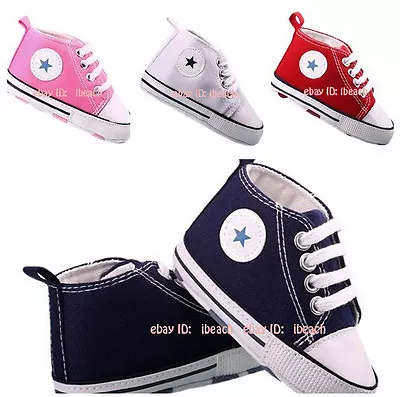 £4.99 • Buy Infant Baby Boy Girl Laces Trainers Soft Sole Pram Shoes Newborn To 18 Months