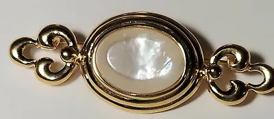 Vintage Monet Mother Of Pearl Brooch Pin Gold Tone 2.5  • $9.95