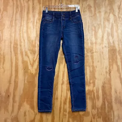 Mudd Girls Skinny Jeans Casual Buttons Pockets Medium Blue Wash Size 16 • $7.49