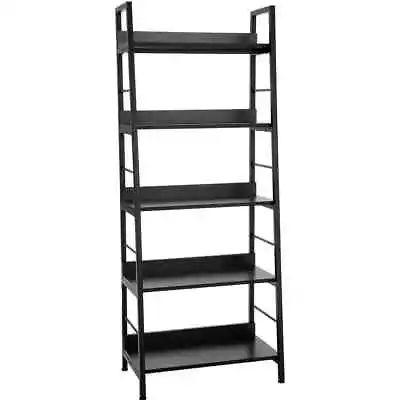 Industrial Bookshelf Ladder Shelf 5 Tier Bookcase Wood Storage Rack Flower Stand • $69.99