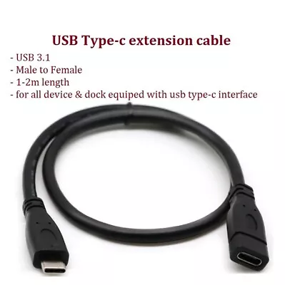 USB 3.1 Type-c Type C Extension Cable USB-C Male To Female Cord Lead 4k Charging • $6.95