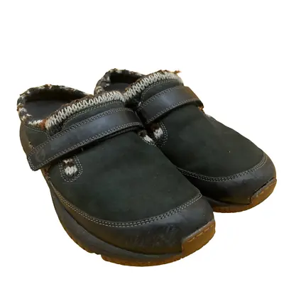 Merrell Womens Encore Scoop Mules Shoes Black Leather Slip On Knit Trim 9.5 • $29.95