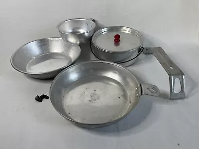 Vintage 5 Piece Aluminum Camping Mess Kit Cookware Set Complete Made In Japan • $14.99