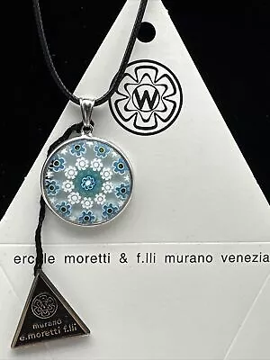 Sterling Silver  25 Mm Murano Millefiori Pendant Necklacee - MJ -1 • $25.99