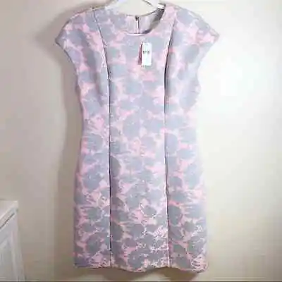 NWT Anthropologie Rosarium Shift Dress By Mignon Doo Pink Grey Rose Motif Size M • $85