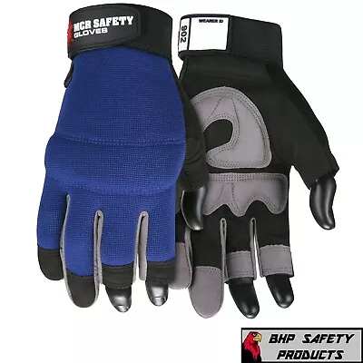 Fasguard Mechanics Synthetic Leather 3 Fingerless Design Multi-task Work Gloves • $13.95