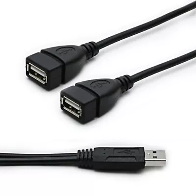 Double USB Extension 1 Male To 2 Female Y Cable Cord Power Adapter Splitter AU • $5.24