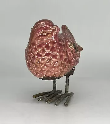 Red Ceramic Bird Figurine With Metal Legs 6” Tall Boho Cottage Core • $6.99