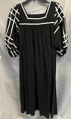 Vintage Two Potato Laguna Beach Maxi Dress Muumuu Kaftan Womens BlackszM Al-5 • $30